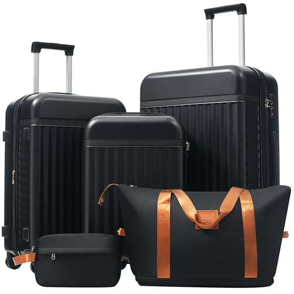 Luggage Set 5 Piece, Hardside Carry on Suitcase , Expandable Luggage with Travel Bags Spinner Wheels TSA Lock