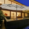 thumbnail image 1 of Gymax Outdoor 15' Double-Sided Patio Umbrella 48 Solar LED Lights Crank & Base Beige, 1 of 9
