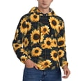 thumbnail image 2 of Naloa Scottish Blue Plaid Sunflower Men's Casual Hooded Collar Drawstring Hoodies Pullover Sweatshirts Casual Long Sleeve Shirts-Medium, 2 of 7