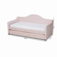 thumbnail image 3 of Baxton Studio Perry Light Pink Velvet Button Tufted Twin Size Daybed with Trundle, 3 of 11