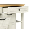 thumbnail image 6 of Craftian Kitchen Island with Power Outlets & Drop Leaf, Kitchen Island Cart with Trash Storage,White, 6 of 8