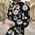 thumbnail image 5 of Camisas de moda con estampado floral en 3D para hombre, camisas de manga larga con solapa estampada, ropa informal vintage de calle con gráficos geniales, tops ajustados para hombre, 5 of 5