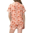 thumbnail image 3 of SonxaHe Big Girls Outfit Set Satin Bow Prints Short Sleeve Button Shirt Shorts Children Silk Comfy Sleepwear Outfits Orange,Sized 11-12, 3 of 3