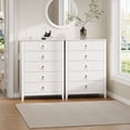 thumbnail image 6 of Fluted 5 Drawers Dresser,42.9"Wide Modern Chest of Drawers with Gold Metal Handle,Dresser TV Stand, Wood Drawer Organizer for Bedroom, Living Room, Hallway, 6 of 8
