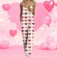 thumbnail image 3 of Fgvctg Valentine's Day Women's Jumpsuit Wide Leg Pant Adjustable Love Heart Print Overall Sleeveless Romper Spaghetti Straps Jumpsuit Loose Bib Overalls Sprimg Clothing With Pockets Pink 5XL, 3 of 3