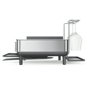 simplehuman Kitchen Dish Drying Rack, Fingerprint-Proof Stainless Steel Frame, Grey Plastic