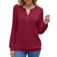 thumbnail image 3 of Fantaslook V Neck Sweatshirts for Women Casual Long Sleeve Shirts Button Pullover Tops Fashion Fall Outfits, 3 of 8