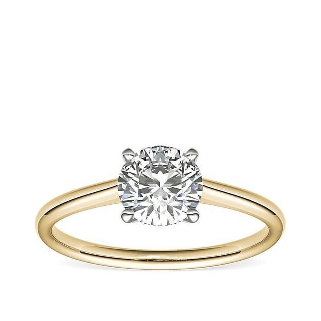1.00 Carat Excellent Round Cut Real Diamond Beautiful Engagement Ring for Ladies Solid 14K Yellow Gold Size 11