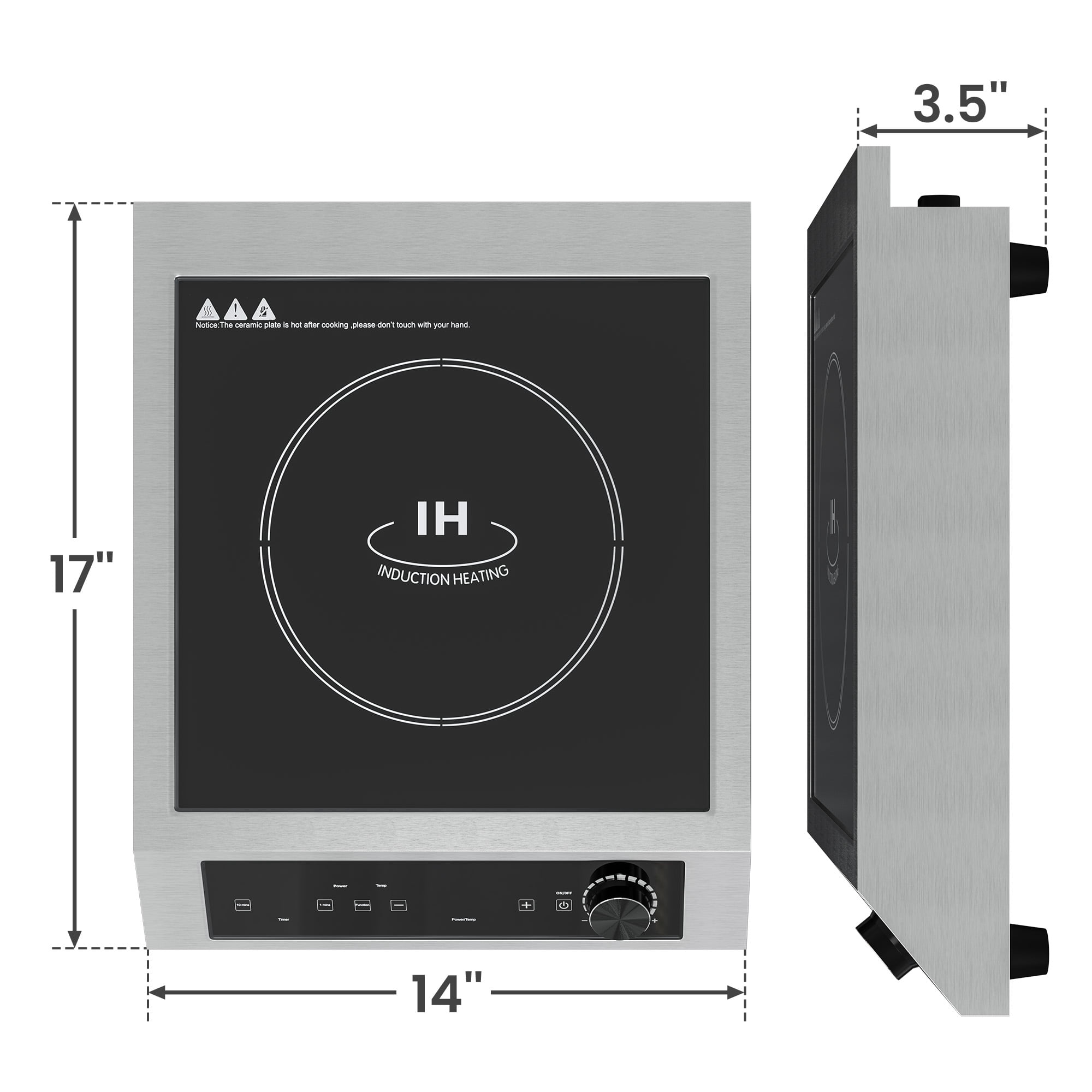 Sunvivi 1800W Portable Induction Cooktop, Commercial-Grade Electric Countertop Burner with Timer, Induction Hot Plate with LED Screen, 10 Power(100W-1800W), 14 Temp Setting(140°F-536°F),Black