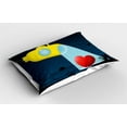 thumbnail image 2 of Ambesonne Yellow Submarine Pillow Sham 2 Pack, Ocean Heart, 30"x20", Yellow Dark Blue, 2 of 3