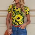 thumbnail image 6 of Disketp Sunflowers In Vintage for Women's Short-Sleeved Onesie Fit Top T-Shirt Round Neck Basic Casual T-shirt Bodysuits-Large, 6 of 7