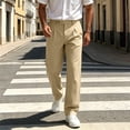 thumbnail image 2 of Horkkom Work Pants for Men Button Zipper Solid Color Dress Pants Casual Business Golf Pants with Pockets S, 2 of 9