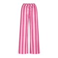thumbnail image 4 of LEBONYARD Women's Plus Size Sweatpants,Women's Wide Leg Knit Cargo Pants,Women's Summer High Waisted Wide Leg Pants Stripe Matching Yoga Gym Long Pants Hot Pink XL, 4 of 5