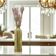 Hosley Plain 16 inch High, Decorative Gold Metal High Floor Vase
