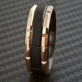 thumbnail image 4 of Tungsten Carbide Rings for Men Wedding Bands for Him 8mm Black Brushed Rose Gold Plated Edge Grooved, 4 of 5