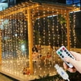thumbnail image 2 of Guirnalda de cortina USB para ventana, luces LED de cadena, adorno de hadas, control remoto, decoraciones de boda para Navidad, para la habitación del hogar, 2 of 5