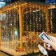 thumbnail image 2 of Guirnalda de cortina USB para ventana, luces LED de cadena, adorno de hadas, control remoto, decoraciones de boda para Navidad, para la habitación del hogar, 2 of 5