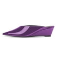 thumbnail image 2 of YDN Women Fashion Clogs Mules Slip On Wedge Mid Heels Pointed Closed Toe Slide Sandals Walking Party Daily Shoes Size 10.5 Purple, 2 of 4
