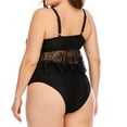 thumbnail image 5 of Women's Solid Color Sexy High Waist Bikini Split Lace Ruffled Plus Size Swimsuit, 5 of 5