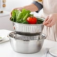 thumbnail image 5 of allowith Multifunctional Stainless Steel Basin, Multifunction Stainless Steel Basin with Grater 3 in 1 Vegetable Cutter for Kitchen, Vegetable Slicer Grater Strainer and Drain Basket, 5 of 5