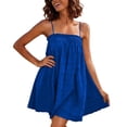 thumbnail image 5 of Eawtki Women's Square Neck Spaghetti Strap Mini Dress Pleated Flowy Design Lightweight Dress For Summer Beach Vacation Pool Parties, 5 of 6