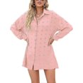 thumbnail image 5 of Women Beach Cover Up Roll-up Sleeve Button Down Shirts Bathing Suit Cover Up, 5 of 5