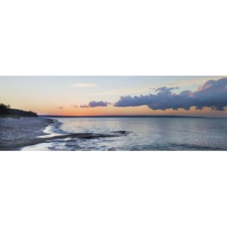 Sunset over Miners Beach Pictured Rocks National Lakeshore Upper Peninsula Michigan USA Canvas Art - Panoramic Images (18 x