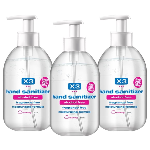 Desinfectante de manos X3 Clean, sin alcohol, botella dosificadora de 300 ml x3