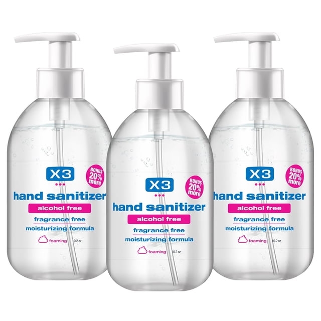 Desinfectante de manos X3 Clean, sin alcohol, botella dosificadora de 300 ml x3