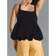 thumbnail image 5 of Musuos Women Solid Color Camisole, Sleeveless Square Neck Backless Puff Pleated Hem Summer Tank Tops Clubwear, 5 of 6