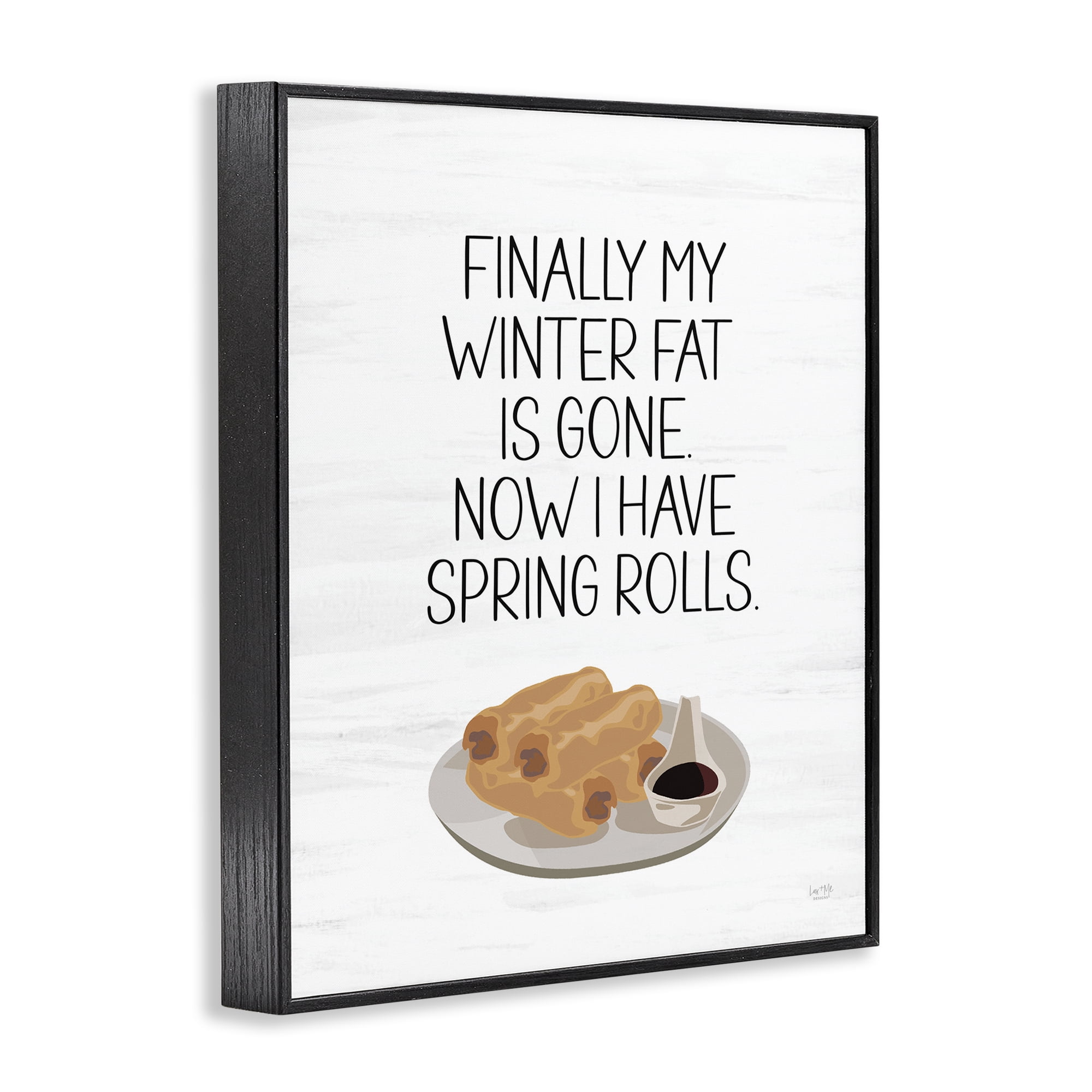 Stupell Industries Funny Spring Rolls Phrase Food & Beverage Painting Black Framed Art Print Wall Art, 11 x 14