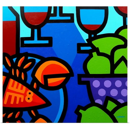 Great BIG Canvas | Rolled John Nolan Poster Print entitled Lobster Wine And (Best Wine With Lobster Roll)