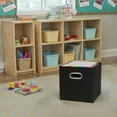 thumbnail image 3 of Household Essentials Fabric Storage Bins 6 Piece Set, Strong Poly-Woven Fabric, Sturdy Chipboard Sides, Grommet Front Handle, Stackable and Foldable, Classic Design, Black, 3 of 7