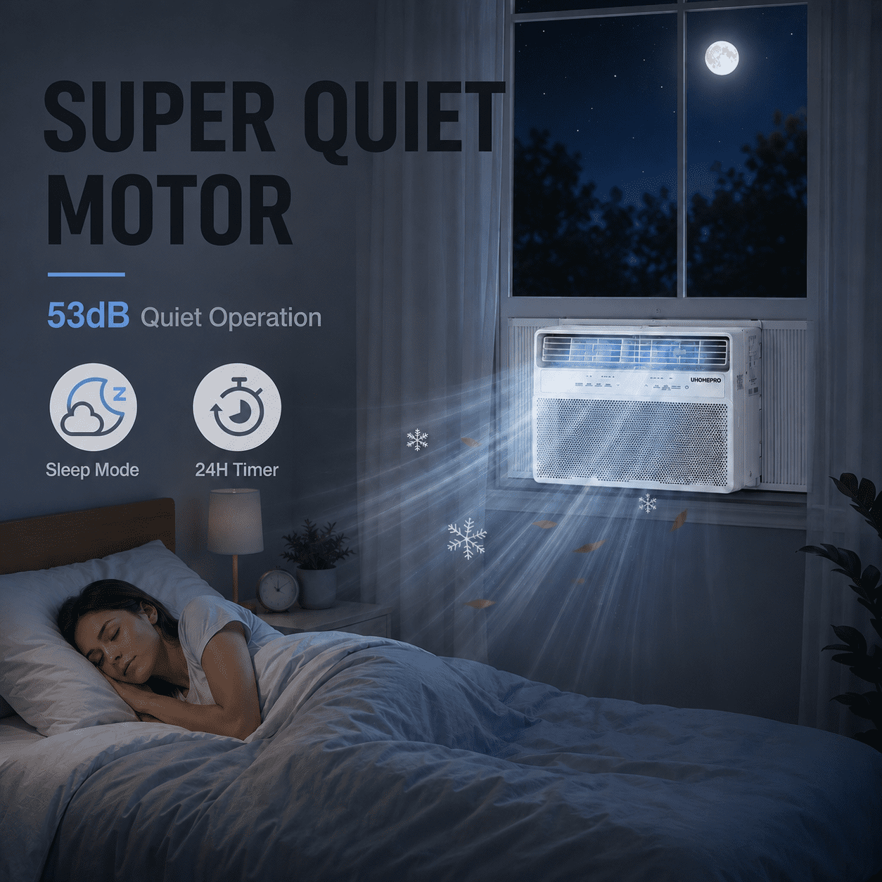 Inverter Window Air Conditioner, 10000BTU Fast Cooling Window AC Unit with Energy Saver, Sleep Mode, 4-Way Airflow, 24H Timer, for Bedroom Apartment up to 450 Sq.Ft