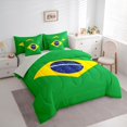 thumbnail image 2 of Manfei Brazil Flag 7-Piece King Bedding,World Travel Culture King Bed in a Bag,Green Yellow Blue,Light Gray Reversible, 2 of 7