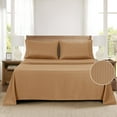 thumbnail image 3 of Mainstays Super Soft Brushed Microfiber Bed Sheet Set, Caramel Brown Embossed Stripe, King, 4 Piece, 3 of 13