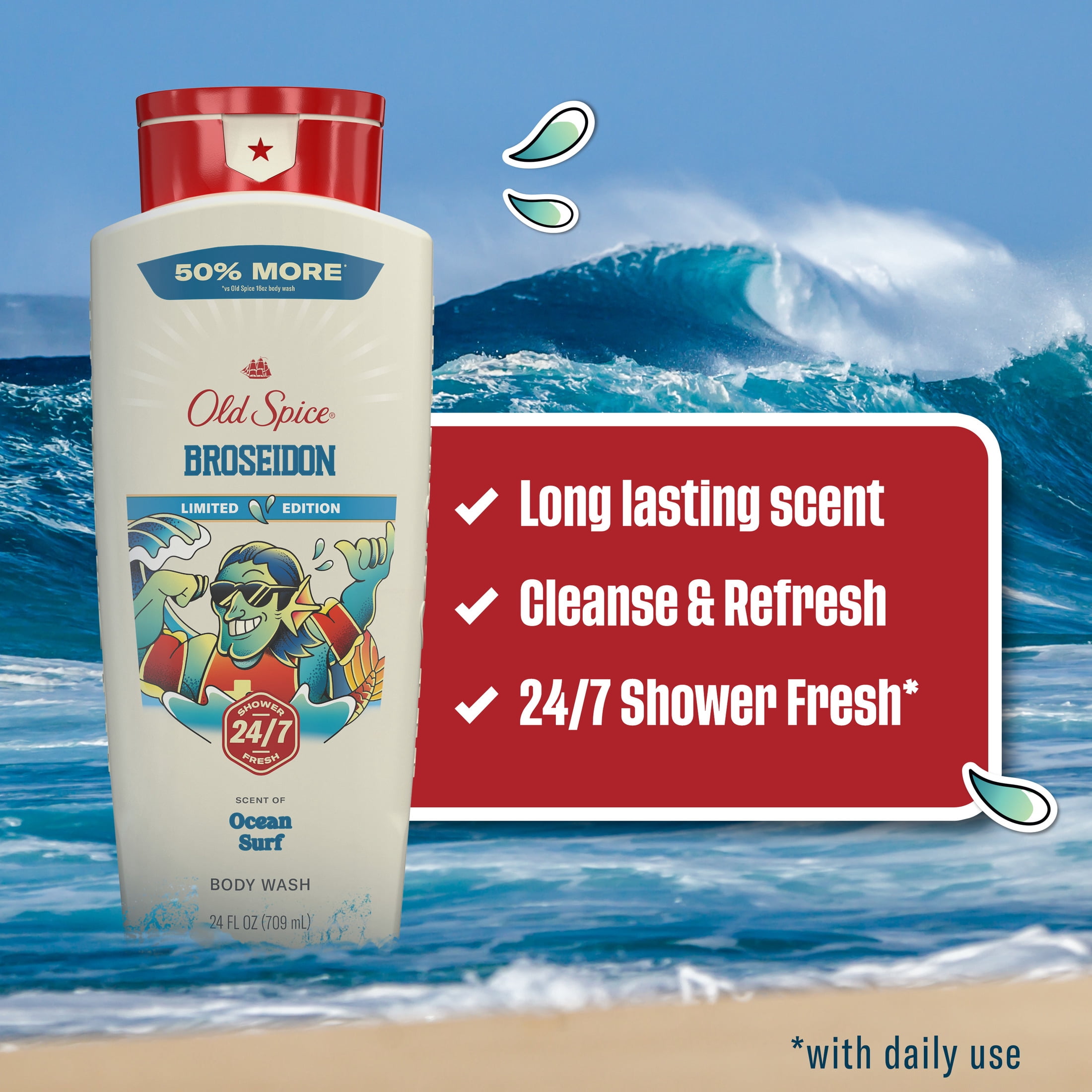 Old Spice Men's Body Wash, Broseidon, 24oz