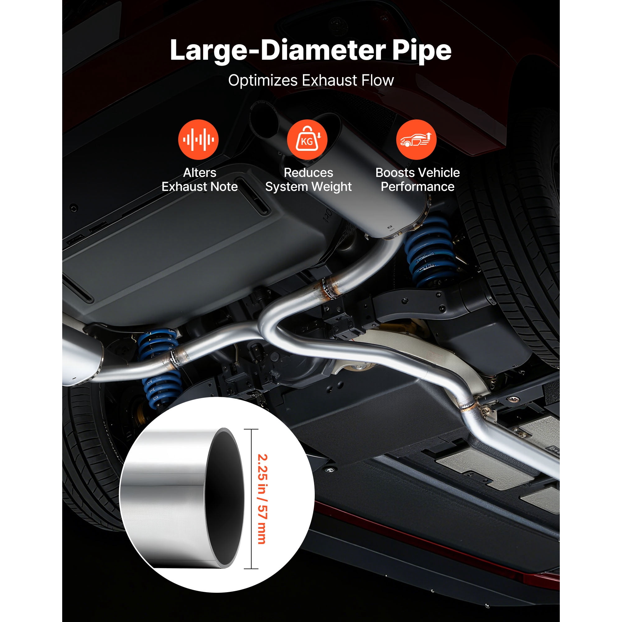 KFFKFF Exhaust Pipe Kit, 8 Pieces 2.25 Inch Mild Steel DIY Custom Tubing with Straight & U-Bend Pipes, 90 & 135 Degree Angles, Galvanized Finish, Compatible with Trucks, Sedans, Sports Cars, SUVs