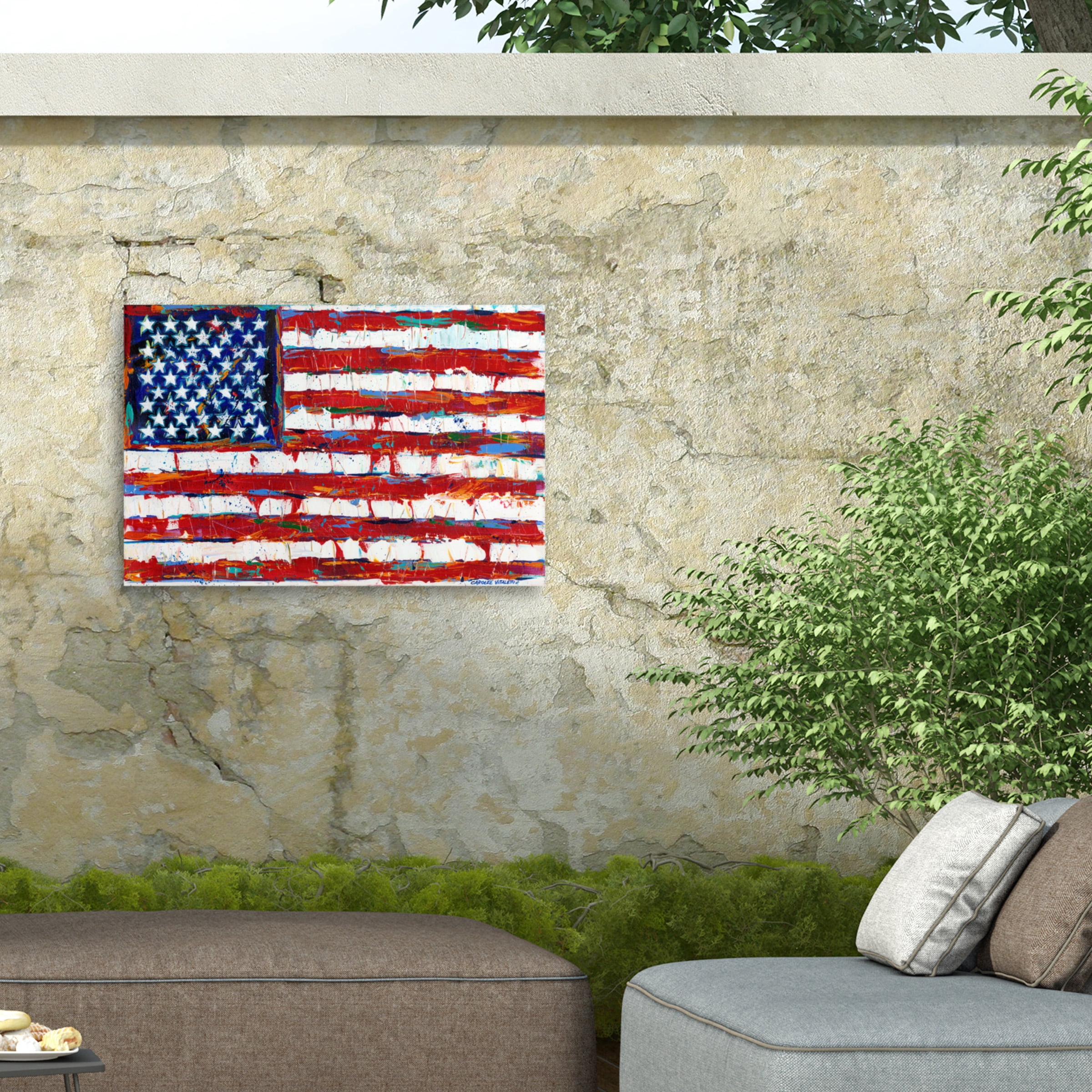 Carolee Vitaletti 'Dramatic Stars And Stripes' Outdoor Canvas 22x24