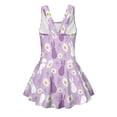thumbnail image 5 of COEQINE Swim Dress for Girls with Built-in Liner & Flowy Skirt, Scoop U-Neck V-Back Playful Tankini Style Swimsuit for 5-6 Year Olds, Polyester Spandex Blend, Easter Bunny Daisy Violet, 5 of 8