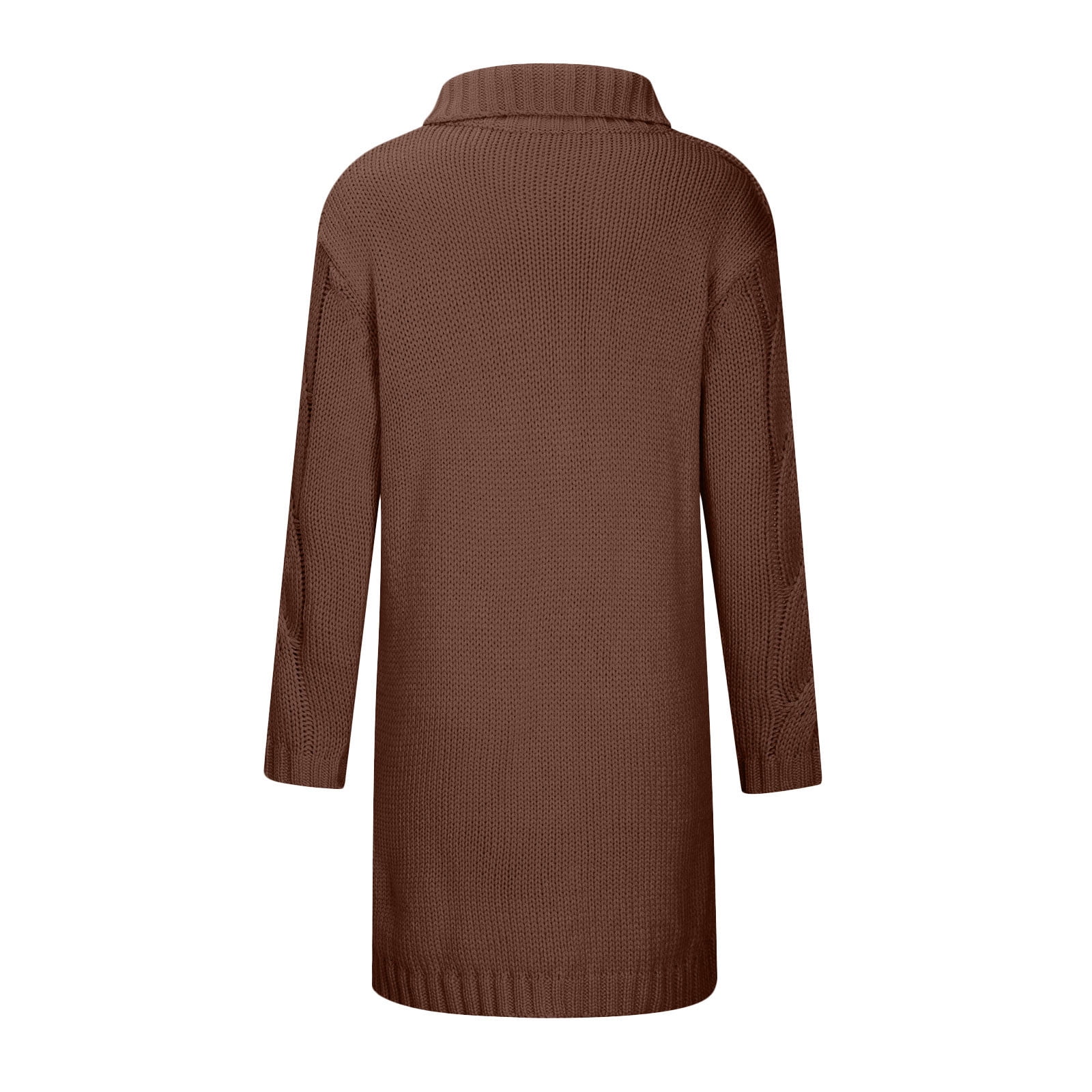 Womens Plus Size Long Sweater Jackets Warm Open Front Long Sleeve Cable Knitted Dusters Outerwear Fall Winter Button down Coats(4X-Large,Brown) - image 5