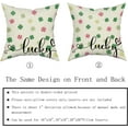thumbnail image 5 of St Patricks Pillow Covers 18x18 Set of 2 St. Patrick''s Day Pink Green Colorful Lucky Clover Throw Pillows Spring Themed Shamrock Decorative Pillowcase Rustic Cotton Cushion Cover for Couch Sofa Bed, 5 of 6