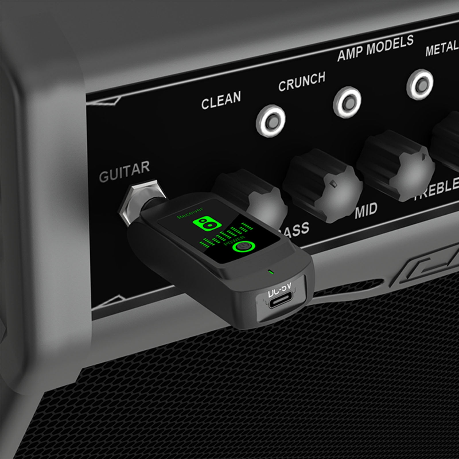 HUISZJ Mini Wireless Guitar System, 50M Range Rechargeable Audio Transmitter & Receiver, Electric Guitar & Bass Accessory