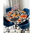 thumbnail image 5 of nqOlkjepod Orange Yellow Black Round Tablecloth, Fitted Table Cover with Elastic for 55"-60" Round Tables, Summer Botanical Tropical Leaf Table Cloth Outdoor Dinning Party Waterproof Tablecloths, 5 of 6