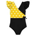 thumbnail image 5 of yoeyez Toddler Kids Swimsuit Girl Cute Ruffle Strap Bathing Suit Polka Dots One Piece Swimsuits Color Block Padded Tummy Control Swimwear 7-16Y, 5 of 7