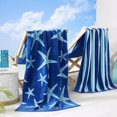 thumbnail image 5 of 100% Cotton Jacquard 4 Pack 30" x 60" Printed Beach & Pool Towels (Navy/Royal Blue Starfish & Stripe, 4 Pack- 30" x 60"), 5 of 6