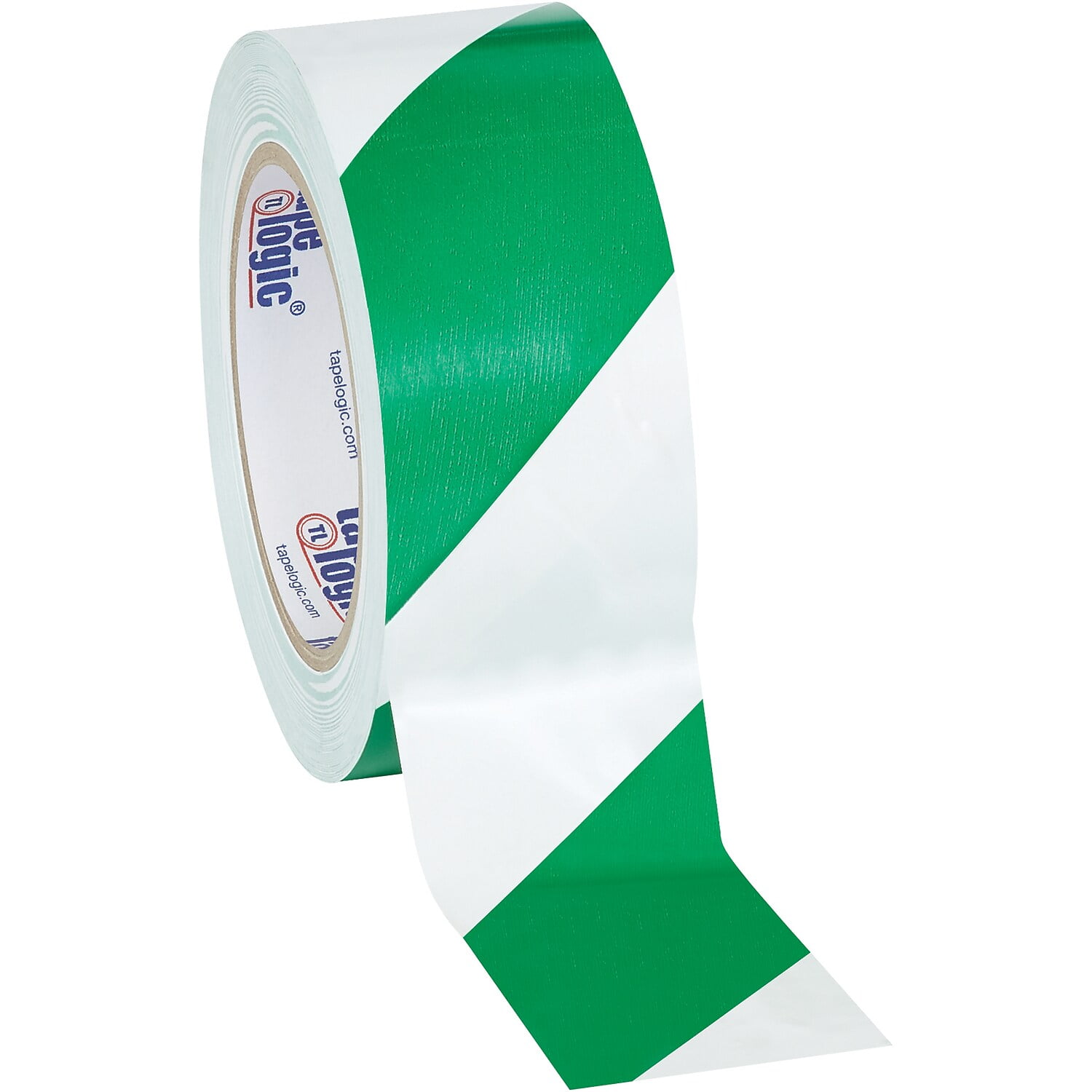 Tape Logic Vinyl Safety Tape Green/White Striped 2" x 36yds. 24/Case (T9236GW)