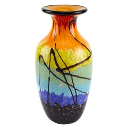 10.5 Mouth Blown Art Glass Urn Shape Decorative Vase 10.5 Mouth Blown Art Glass Urn Shape Decorative Vase