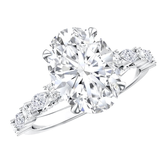 Rosec Jewels IGI Certified Lab Grown Diamond 3 Carat Engagement Ring - E-VS1 Quality - Big Oval Diamond Ring for Women, 925 Sterling Silver, US 4.00