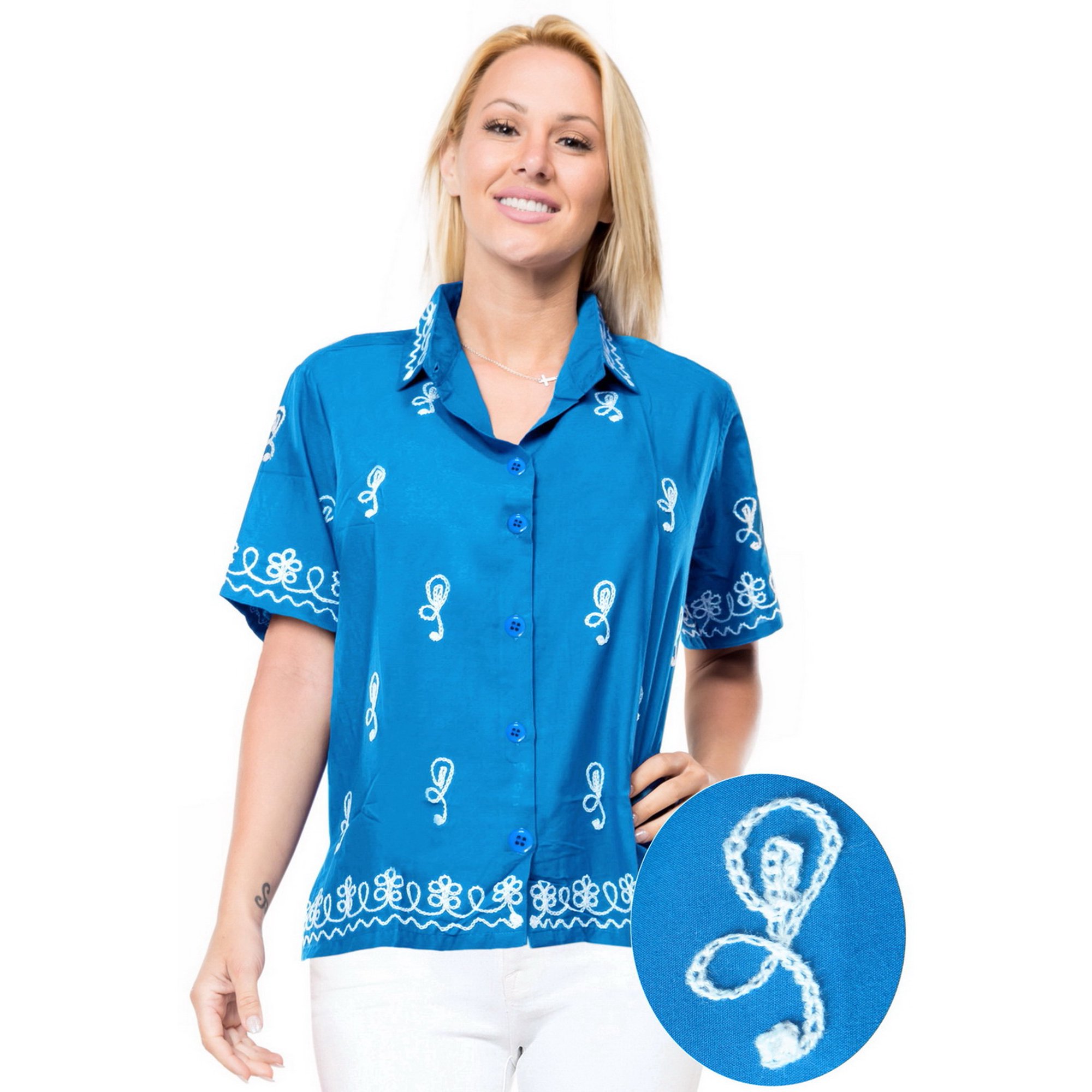 HAPPY BAY Women's Tunic Hawaiian Shirt Aloha Shirt Beachwear